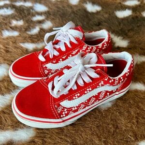 Red White Vans Kids sz 12 Skater Punk Grunge Indie